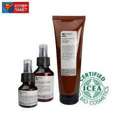 СУПЕР Пакет за мажи БЕЗ БРАДА: Масло за прецизно Бричење + AFTER-SHAVE + Шампон за коса/тело (Organic)